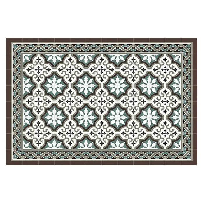 Tisch-Set Antislip - Faro Brown, 45 x 30 cm - Dekorativer Vinylteppich mit einem detailreichen, klassischen Muster und einer eleganten Bordüre, ideal für stilvolle Bodenakzente.
