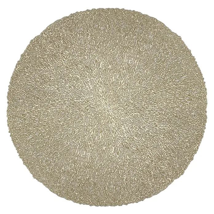 Tisch-Set - Gold, Durchmesser: 38 cm - Ein runder, goldfarbener Platzset mit einem radialen Muster, perfekt für eine elegante Tischdekoration.