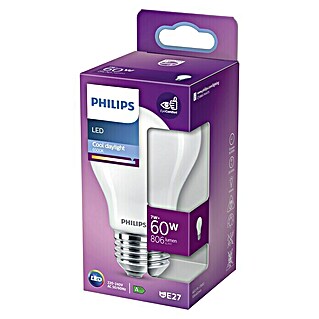 Philips Bombilla LED Classic CDL (E27, No regulable, Blanco diurno, 806 lm, 60 W, Redonda)
