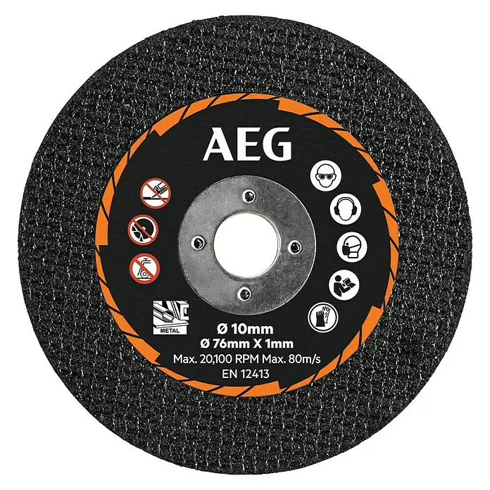 AEG Powertools Trennscheiben-Set AAKMMMC05 - 5 Stk., Passend für: AEG Powertools Akku-Trennschleifer BMMS18SBL - AEG Trennscheibe für Metall mit 76mm Durchmesser, ideal zum Schneiden und Trennen von Metall.