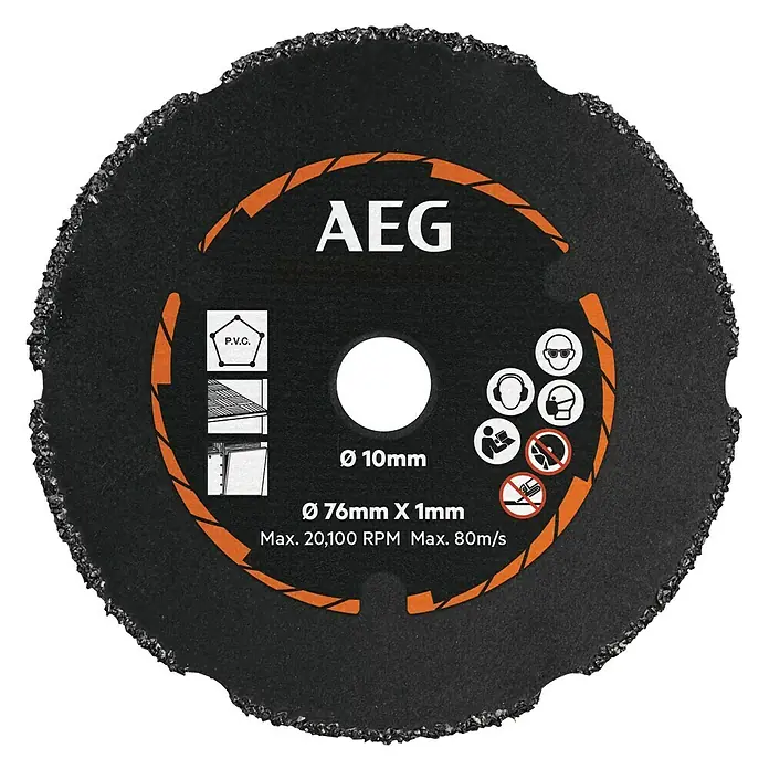 AEG Powertools Trennscheibe AAKMMAC01 - Durchmesser Scheibe: 76 mm - AEG Trennscheibe für PVC-Materialien, Durchmesser 76 mm, ideal für präzise Schnitte mit bis zu 20.100 U/min und 80 m/s.