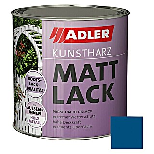 Adler Kunstharzlack Mattlack (Enzianblau, 750 ml, Seidenmatt)