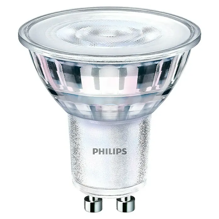 Philips Bombilla LED Classic CW - GU10, No regulable, Blanco frío, 485 lm - Lámpara LED Philips GU10 con diseño claro. Iluminación energéticamente eficiente para tu hogar.