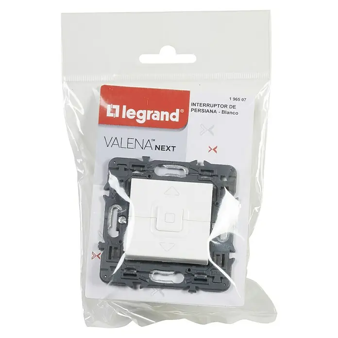 Legrand Valena Next Interruptores para persianas - Blanco, Montaje en superficie - Interruptor de persiana Legrand Valena Next en envase transparente, perfecto para espacios modernos.
