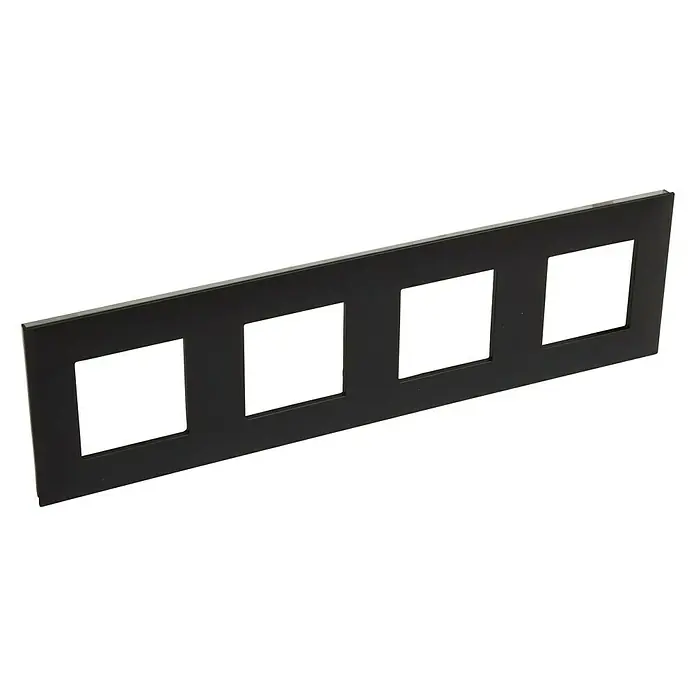 Legrand Valena Next Marco - Negro, Modelo de mecanismos: x 4, Plástico, Instalar - Tapa de placa de interruptor negra con cuatro aberturas en fila. Una adición elegante a cualquier diseño de interiores.