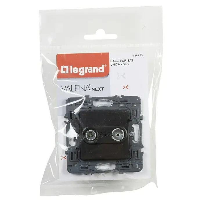 Legrand Valena Next Pieza insertada para caja de antena Única - x 2, Negro - Toma TV/R-SAT Legrand Valena Next con diseño oscuro, ideal para espacios modernos y transmisión de señal fiable.