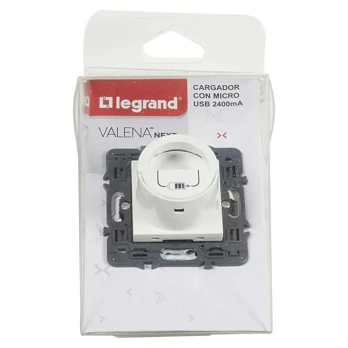 Legrand Valena Next Conector USB Dock station - 2,4 A, Blanco - Un cargador USB Legrand Valena Next con Micro USB y salida de 2400mA en el embalaje original.