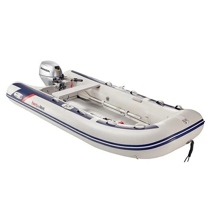 Honda Marine Schlauchboot T35-AE3 - L x B: 353 x 171 cm, Geeignet für: Max. 5 Personen, Nutzlast: 700 kg - Ein aufblasbares Honda Wave Boot mit Motor, ideal für Wassersport und Freizeitaktivitäten auf dem See.