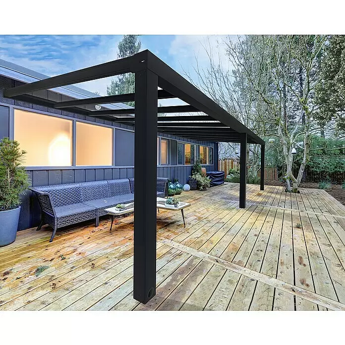 Palram – Canopia Terrassenüberdachung Stockholm - B x T: 740 x 340 cm, Anthrazitgrau, Polycarbonat - Stimmungsaufnahme
