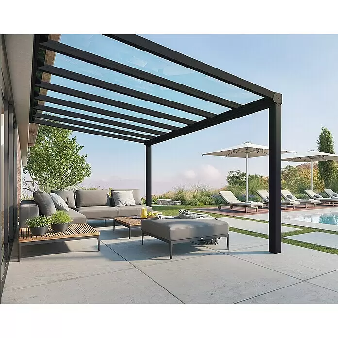Palram – Canopia Terrassenüberdachung Stockholm - B x T: 515 x 340 cm, Anthrazitgrau, Polycarbonat - Stimmungsaufnahme