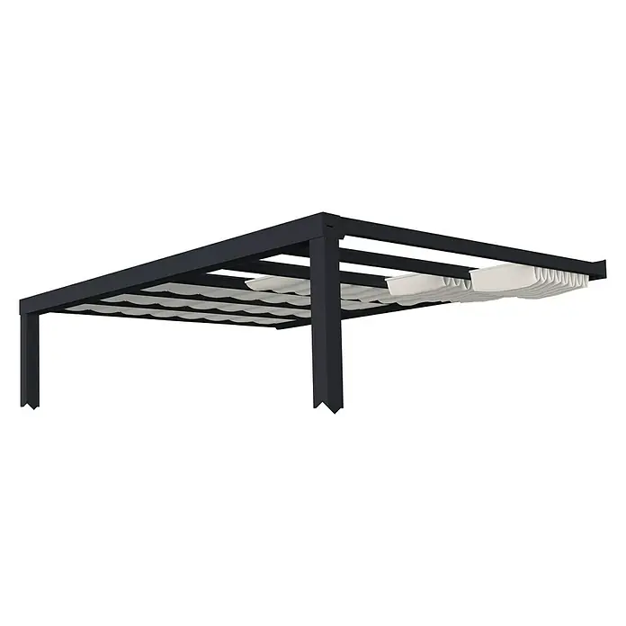 Palram – Canopia Techo de repuesto Stockholm - Blanco, 5 ud., Específico para: Pérgola Stockholm 340x370 - Vista de una pérgola con techo de tela corrediza, que ofrece sombra y una adición moderna a cualquier espacio exterior.