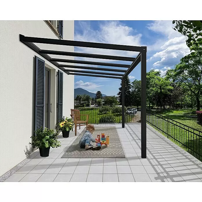 Palram – Canopia Terrassenüberdachung Stockholm - B x T: 368 x 340 cm, Anthrazitgrau, Polycarbonat - Stimmungsaufnahme