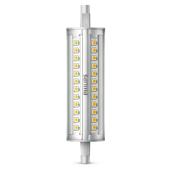 Philips Bombilla LED Classic CW - R7s, Intensidad regulable, Blanco frío, 2.000 lm, 120 W - Lámpara LED Philips, alargada con diodos en ambos lados, ofrece iluminación brillante y eficiente, solución lumínica innovadora.