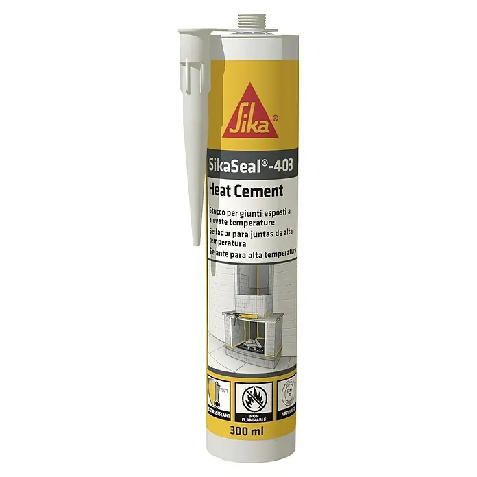 Sika Silicona Sikaseal-403 Heat Cement - Negro, 300 ml - SikaSeal-403 Cemento resistente al calor: Ideal para juntas de alta temperatura, resistente al calor, no inflamable, en cartucho de 300 ml.