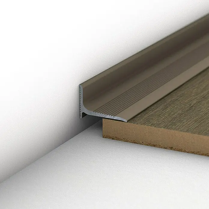 LOGOCLIC Abschlussprofil 290 - Edelstahl matt, 1 m x 20 mm x 13 mm, Montageart: Kleben - Profil für Treppenkanten und Bodenbeläge.