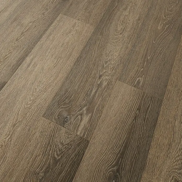 LOGOCLIC Hartvinylboden ElementPro Starlight - 1.210 x 234 x 5 mm, Landhausdiele, Starlight - Nahaufnahme von einem hellbraunen Vinylboden mit Holzmaserung, der eine warme und natürliche Ästhetik für jeden Raum bietet.