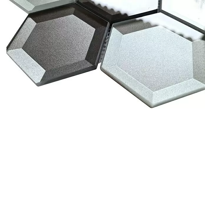 Mosaikfliese Hexagon Crystal XBH HX159 - 22,5 x 26,5 cm, Braun/Weiß, Glänzend - Detailaufnahme