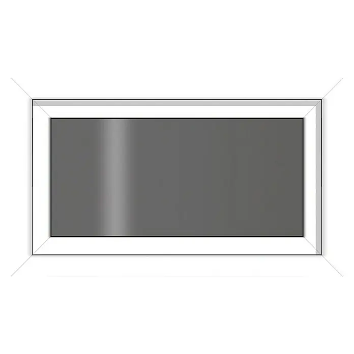 Solid Elements Ventana abatible - 100 x 60 cm, Blanco - Imagen de un cristal de ventana rectangular blanco con vidrio brillante sobre un fondo negro.
