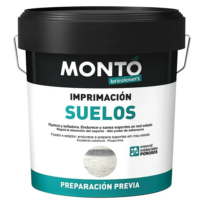 Montó Bricolovers Sellado para suelos Suelos - Incoloro, 4 l - Un cubo de Montó Imprimación Suelos, imprimación para suelos, ideal para preparar materiales porosos para la pintura posterior.