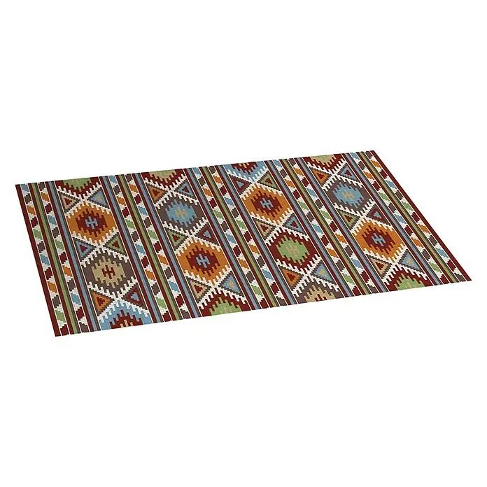 Alfombra de vinilo Croma Kilim - Multicolor, 110 x 50 cm - Una alfombra decorativa con estampados coloridos. Los diseños geométricos y los colores cálidos la hacen una pieza llamativa.