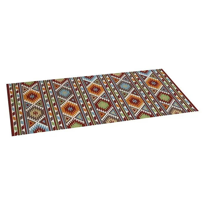 Alfombra de vinilo Croma Kilim - Multicolor, 140 x 50 cm - Una alfombra decorativa con un patrón geométrico, ideal para añadir un toque de color y textura a cualquier habitación.