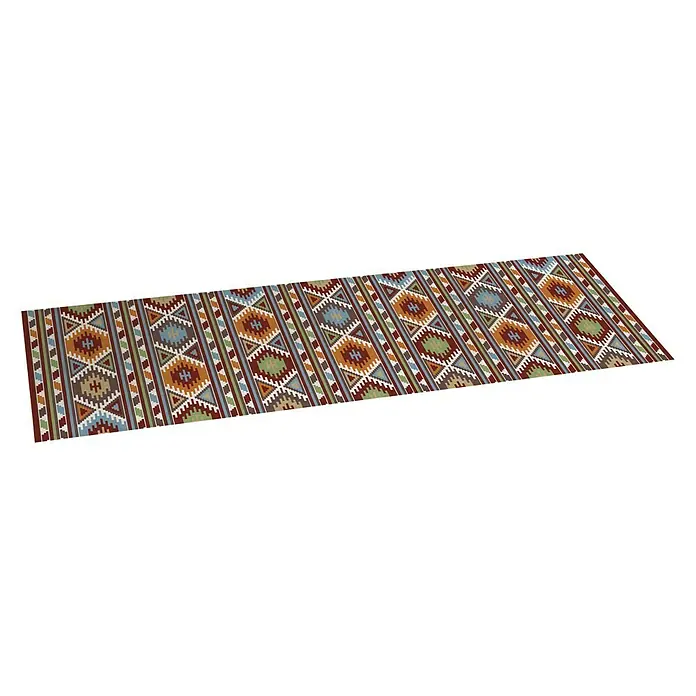 Alfombra de vinilo Croma Kilim - Multicolor, 200 x 60 cm - Una alfombra de pasillo estampada con un diseño tradicional, perfecta para pasillos o como acento decorativo.