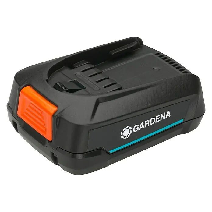 Gardena Power for All 18V Starter-Set 2 x PBA 18V/45 + AL 1830 CV - 18 V, 2,5 Ah, 2 Akkus - Der Gardena Akku, schwarz mit orangefarbenem Knopf, bietet zuverlässige Energie für Ihre Gartengeräte. Ideal für kabelloses Arbeiten im Garten.