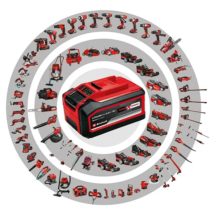 Einhell PXC 18V Akku-Nass-Trockensauger TC-VC 18/20 Li S-Solo - 18 V, Ohne Akku, Behältervolumen: 20 l - Einhell Power X-Change Akku und eine Vielzahl von Einhell Werkzeugen, die mit diesem Akku kompatibel sind.