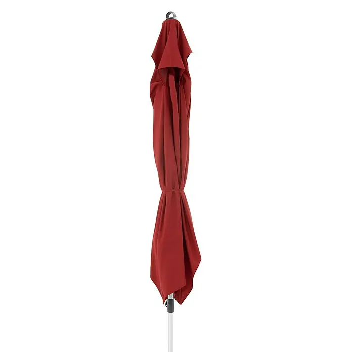 Doppler Expert Marktschirm Auto Tilt - Bordeaux, Bespannungsmaß (L x B): 300 x 200 cm - Roter Gartenschirm im zusammengeklappten Zustand. Ideal für den Sonnenschutz im Garten oder auf der Terrasse. Praktisch und stilvoll.