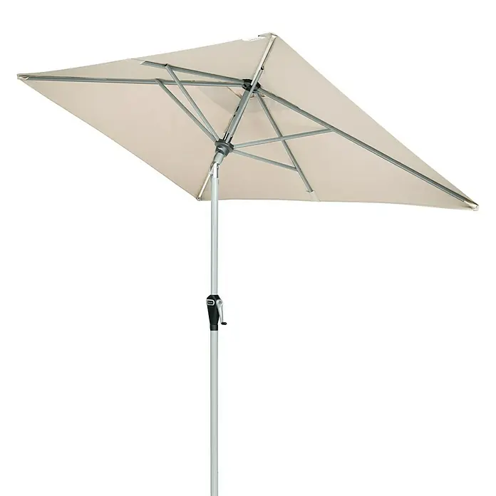 Doppler Active Marktschirm Auto Tilt - Natur, Bespannungsmaß (L x B): 210 x 140 cm - Quadratischer Sonnenschirm in hellem Beige mit robustem, silberfarbenem Gestell, ideal für den Garten oder die Terrasse. Der Schirm bietet optimalen Sonnenschutz.