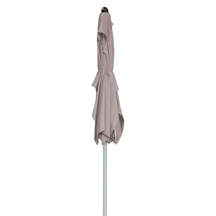 Doppler Active Marktschirm Auto Tilt - Natur, Bespannungsmaß (L x B): 210 x 140 cm - Geschlossener, taupefarbener Terrassenschirm mit stabilem, hellem Mast. Ideal für Schatten und Privatsphäre im Garten.