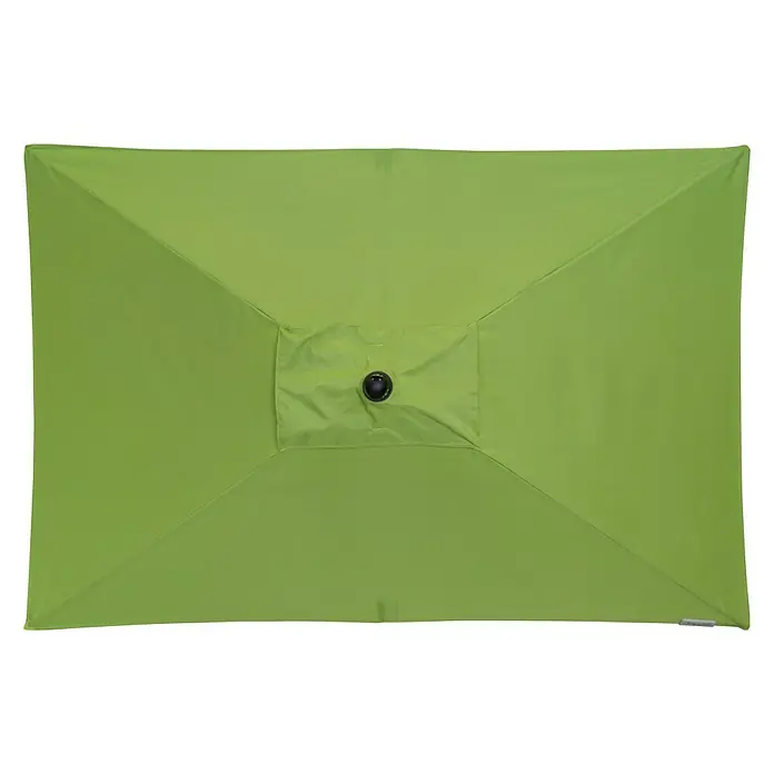 Doppler Active Marktschirm Auto Tilt - Fresh Green, Bespannungsmaß (L x B): 210 x 140 cm - Ein grüner rechteckiger Sonnenschirm mit einer schwarzen Kappe in der Mitte.