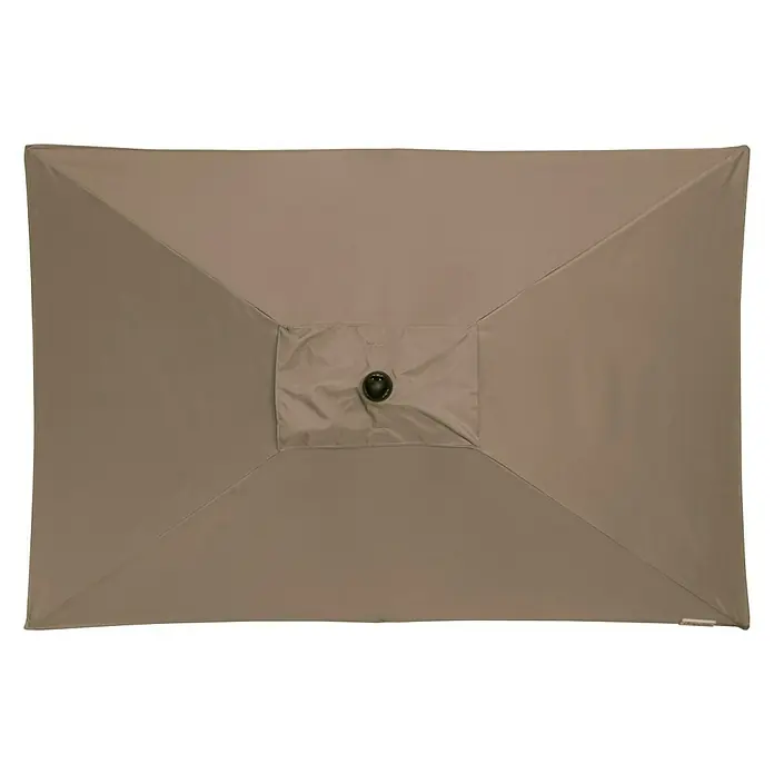 Doppler Active Marktschirm Auto Tilt - Greige, Bespannungsmaß (L x B): 210 x 140 cm - Eine rechteckige braune Sonnenschirmabdeckung mit einem Knauf in der Mitte, ideal für den Schutz vor Sonne im Freien.