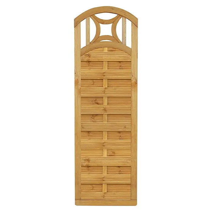 Sichtschutzelement Bern - B x H: 59 x 189 cm, Holz, Pinie - Ein Gartenzaun aus Holz mit einem dekorativen, abgerundeten Kopfbereich. Er ist robust und bietet Privatsphäre.