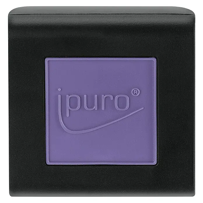 Ipuro Essentials Autoduft - Lavender Touch, Geeignet für: Lüftungslamellen - Nahaufnahme eines "iPuro"-Reinigungswürfels in einer schwarzen quadratischen Halterung, der eine effektive Reinigungslösung verspricht.