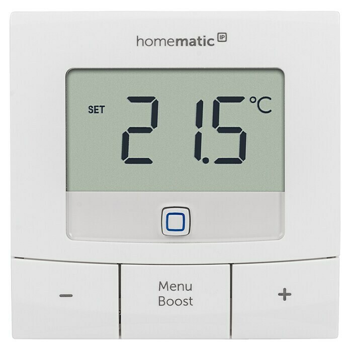 Homematic IP Funk-Raumthermostat HmIP-WTH-BWeiß, Batteriebetrieben, 22 x 85 x 85 mm Front View