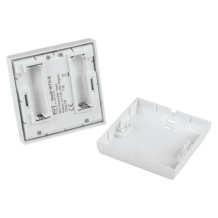 Homematic IP Funk-Raumthermostat HmIP-WTH-B - Weiß, Batteriebetrieben, 22 x 85 x 85 mm - Wandthermostat HmIP-WTH-B mit Batteriefach und Gehäuseoberteil für die Temperaturregelung im Haus. Einfache Installation und Bedienung.