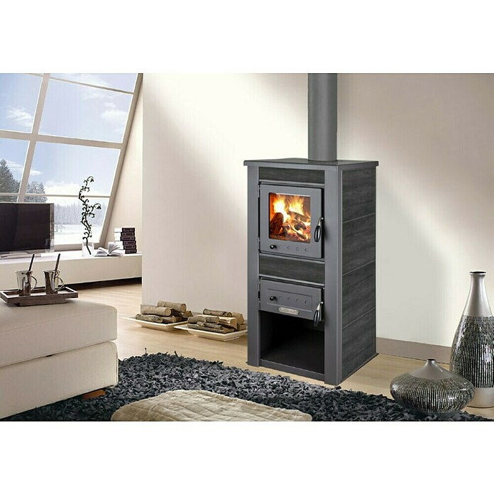 Kamin na drva Alpina Boiler  (24 kW, Kapacitet grijanja prostorije: 240 m³, Obloga: Keramika, Antracit) | BAUHAUS