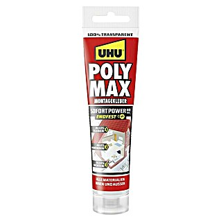 UHU Poly Max Montagekleber Sofort Power (Transparent, 115 g, Tube)