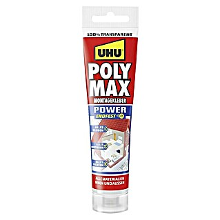 UHU Poly Max Montagekleber Power (Transparent, 115 g, Tube)