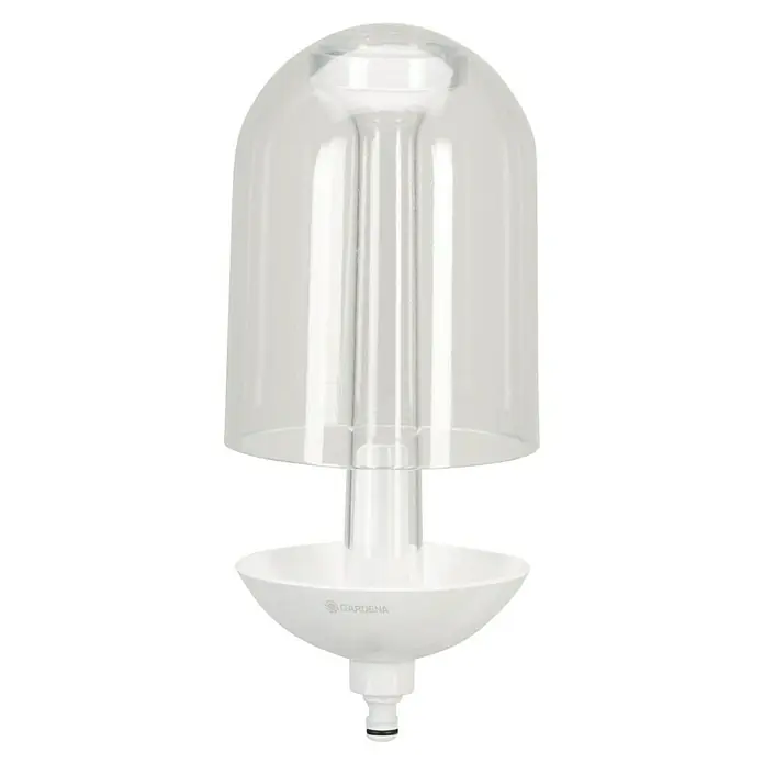 Gardena ClickUp! Vogelfutterstation - 15,7 x 15,7 x 35,2 cm, Kunststoff - Gardena Vogeltränke mit durchsichtigem Dom und weißem Fuß, ideal für den Garten und zur Vogelbeobachtung, bietet eine saubere Trinkwasserquelle.
