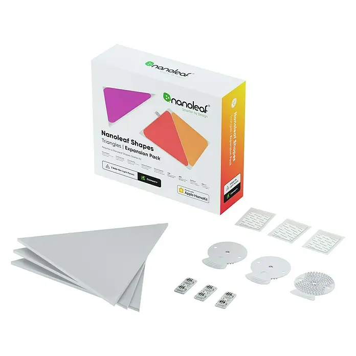 Nanoleaf Erweiterungskit Shapes Triangles 3 Panels - Weiß, RGBW, Triangles, Smart Home-fähig: Ja - Das Nanoleaf Shapes Triangles Expansion Pack für modulare LED-Lichtpaneele zur individuellen Gestaltung von Beleuchtung.