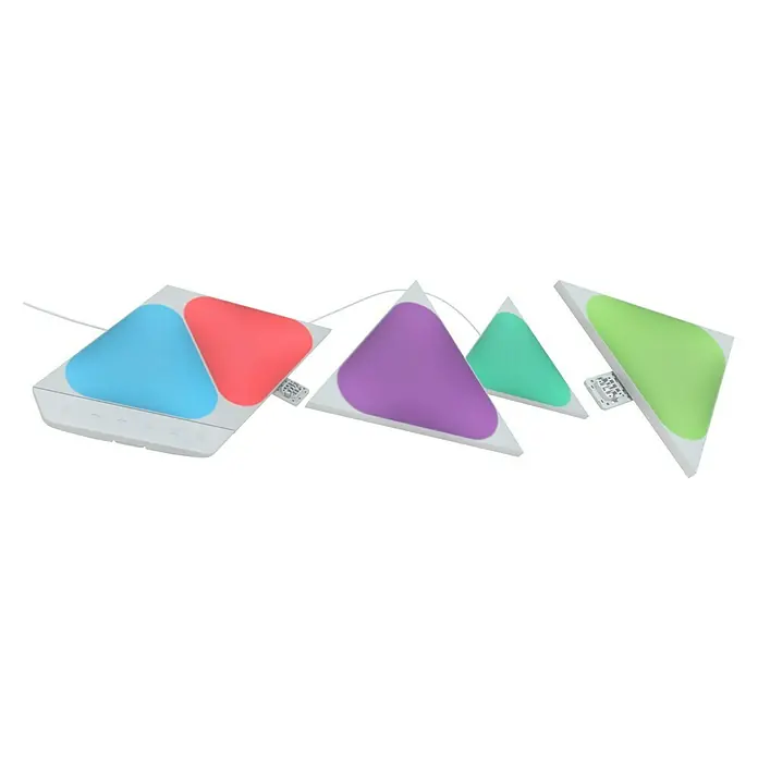 Nanoleaf Starterkit Shapes Mini Triangles 5 Panels5 Stk., Weiß, RGBW, Mini Triangles, Smart Home-fähig: Ja - Nanoleaf Shapes Triangles Lichtpaneele in verschiedenen Farben, die eine moderne und anpassbare Beleuchtungslösung bieten.