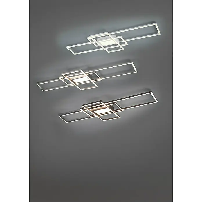 Trio Leuchten LED-Deckenleuchte Irvine - 60 W, L x B x H: 42 x 105 x 6,5 cm, Weiß, Mehrfarbig - Moderne LED-Deckenleuchte mit geometrischem Design. Helle und stilvolle Beleuchtung für ein modernes Zuhause.