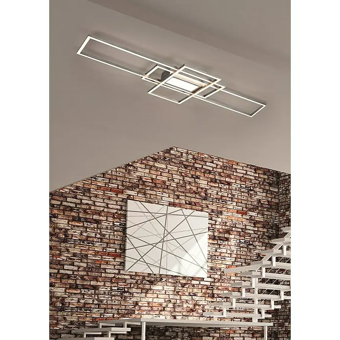 Trio Leuchten LED-Deckenleuchte Irvine - 60 W, L x B x H: 6,5 x 105 x 42 cm, Nickel matt - Moderne Deckenleuchte mit quadratischem Design und LED-Beleuchtung, die ein stilvolles Ambiente in jedem Raum schafft.\n