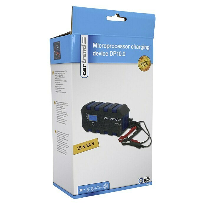 Cartrend Batterie-Ladegerät Mikroprozessor DP 10.0Ausgangsspannung: 12 V/24 V, Ausgangsstrom: 10 A Front View