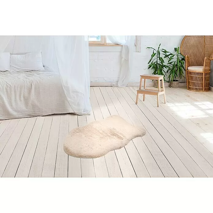 Kunstfell Happy - Beige, 90 x 60 cm, 100 % Polyester (Flor) - Stimmungsaufnahme