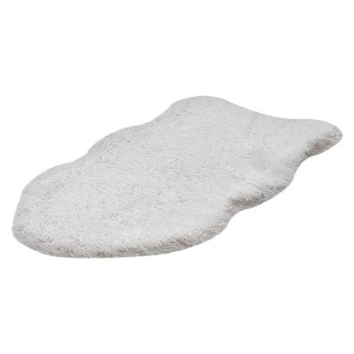 Kunstfell Happy - Silber, 90 x 60 cm, 100 % Polyester (Flor) - Weicher, flauschiger Teppich in Form einer Wolke, ideal für ein gemütliches Ambiente im Kinder- oder Schlafzimmer.