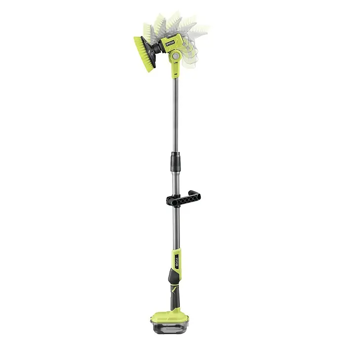 Ryobi ONE+ Akku-Reinigungsbürste R18TPS-0 - 18 V, Ohne Akku - Das Bild zeigt eine Ryobi PWS1001 Akku-Reinigungsbürste, ein vielseitiges Werkzeug für Reinigungsarbeiten im Außenbereich.