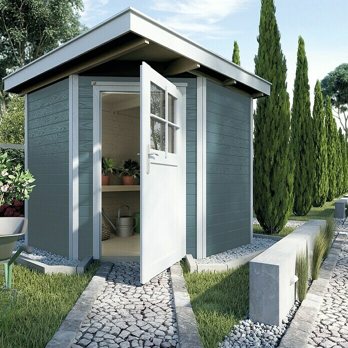 BAUHAUS 260 Holz, (B Dachüberstand | x 224 Gartenhaus Weka (Außenmaß 233 cm, inkl. T): Grau/Weiß) x
